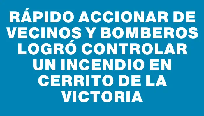 Rápido accionar de vecinos y Bomberos logró controlar un incendio en Cerrito de la Victoria