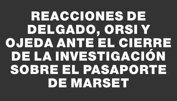 Reacciones de Delgado, Orsi y Ojeda ante el cierre de la investigación sobre el pasaporte de Marset