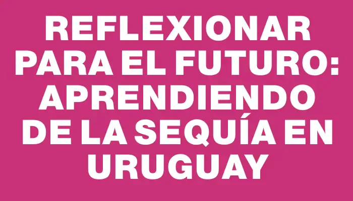 Reflexionar para el futuro: Aprendiendo de la sequía en Uruguay