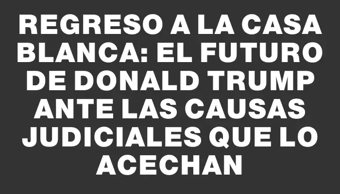 Regreso a la Casa Blanca: el futuro de Donald Trump ante las causas judiciales que lo acechan