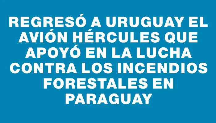 Regresó a Uruguay el avión Hércules que apoyó en la lucha contra los incendios forestales en Paraguay