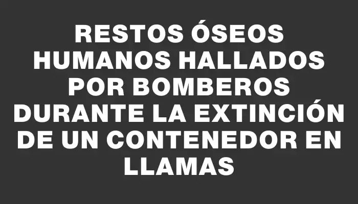 Restos óseos humanos hallados por bomberos durante la extinción de un contenedor en llamas
