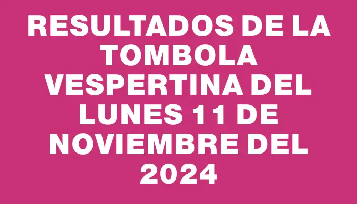 Resultados de la Tombola Vespertina del lunes 11 de noviembre del 2024