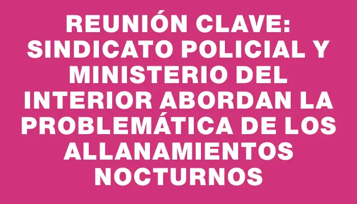 Reunión clave: sindicato policial y Ministerio del Interior abordan la problemática de los allanamientos nocturnos