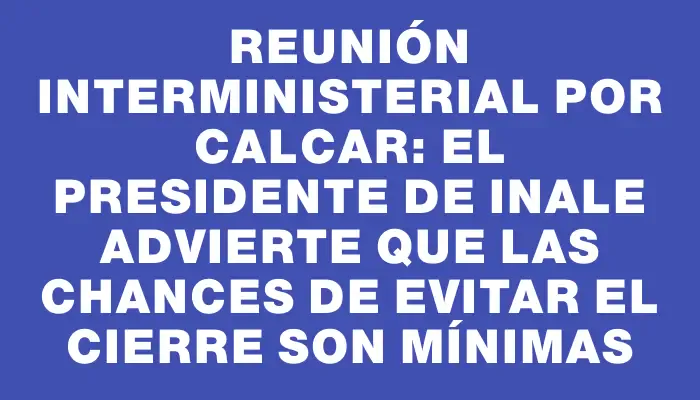 Reunión interministerial por Calcar: el presidente de Inale advierte que las chances de evitar el cierre son mínimas