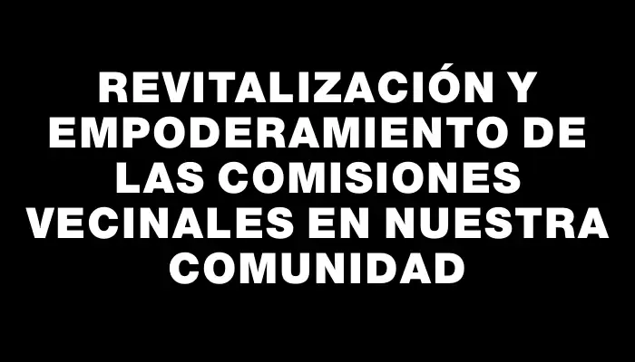Revitalización y empoderamiento de las comisiones vecinales en nuestra comunidad