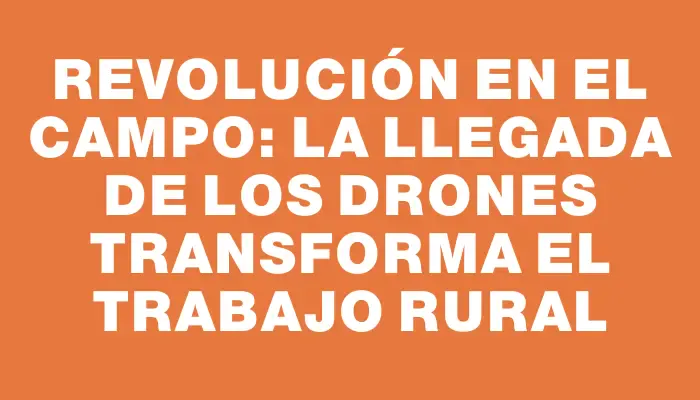 Revolución en el campo: la llegada de los drones transforma el trabajo rural