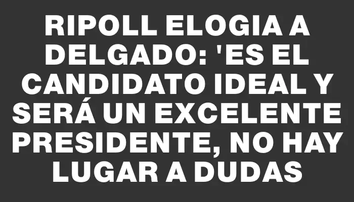 Ripoll elogia a Delgado: "Es el candidato ideal y será un excelente presidente, no hay lugar a dudas