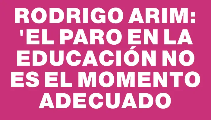 Rodrigo Arim: "El paro en la educación no es el momento adecuado