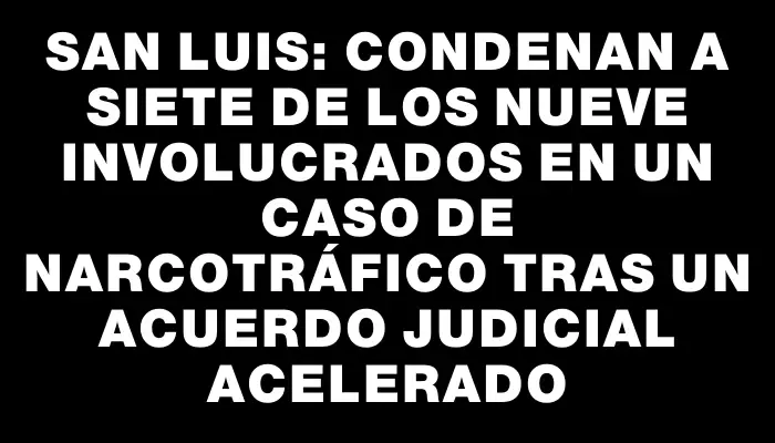 San Luis: Condenan a siete de los nueve involucrados en un caso de narcotráfico tras un acuerdo judicial acelerado