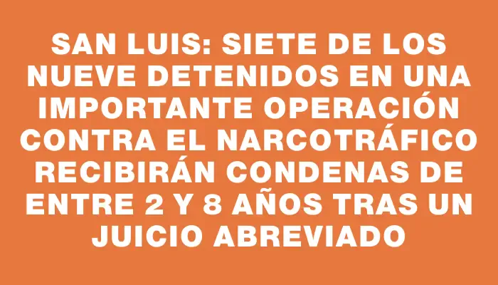 San Luis: Siete de los nueve detenidos en una importante operación contra el narcotráfico recibirán condenas de entre 2 y 8 años tras un juicio abreviado