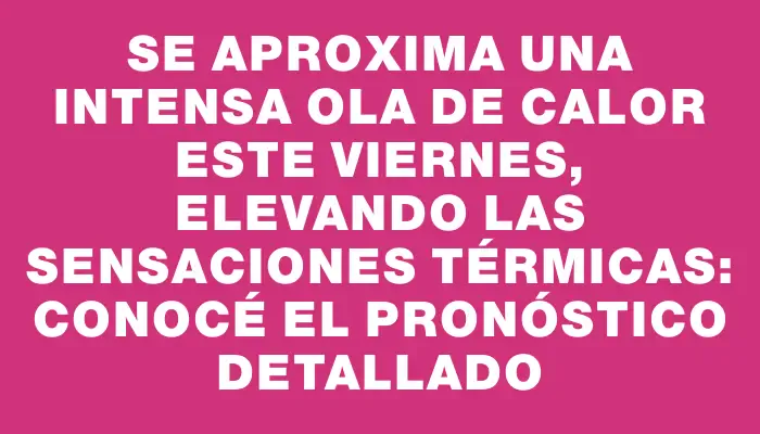 Se aproxima una intensa ola de calor este viernes, elevando las sensaciones térmicas: conocé el pronóstico detallado