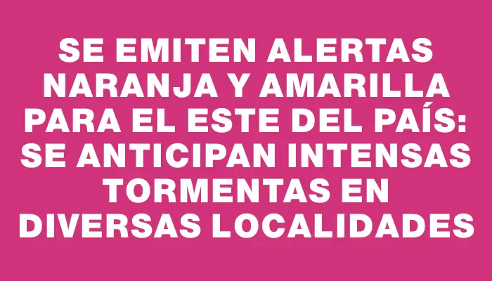 Se emiten alertas naranja y amarilla para el este del país: se anticipan intensas tormentas en diversas localidades