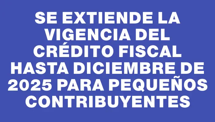 Se Extiende la Vigencia del Crédito Fiscal hasta Diciembre de 2025 para Pequeños Contribuyentes