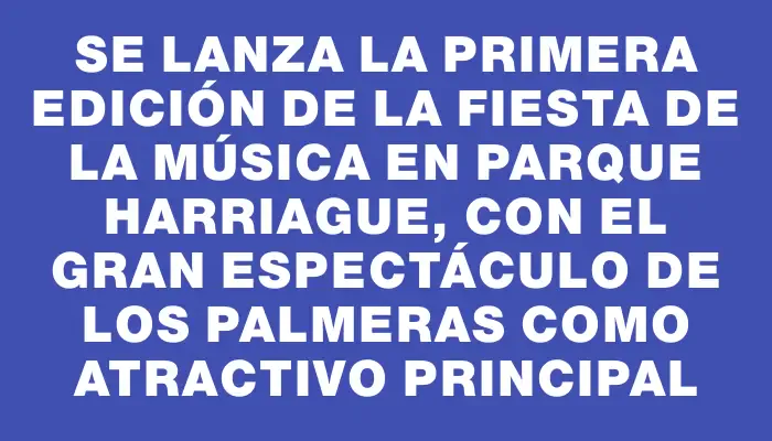 Se lanza la primera edición de la Fiesta de la Música en Parque Harriague, con el gran espectáculo de Los Palmeras como atractivo principal