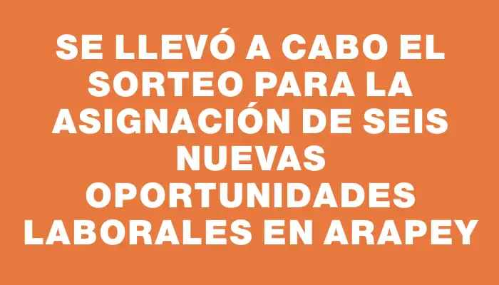 Se llevó a cabo el sorteo para la asignación de seis nuevas oportunidades laborales en Arapey