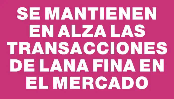 Se mantienen en alza las transacciones de lana fina en el mercado