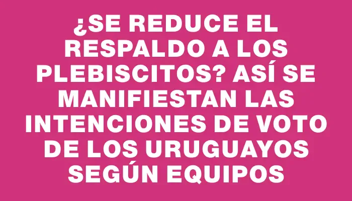 ¿Se reduce el respaldo a los plebiscitos? Así se manifiestan las intenciones de voto de los uruguayos según Equipos