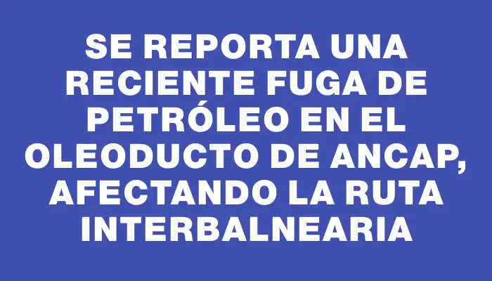 Se reporta una reciente fuga de petróleo en el oleoducto de Ancap, afectando la Ruta Interbalnearia