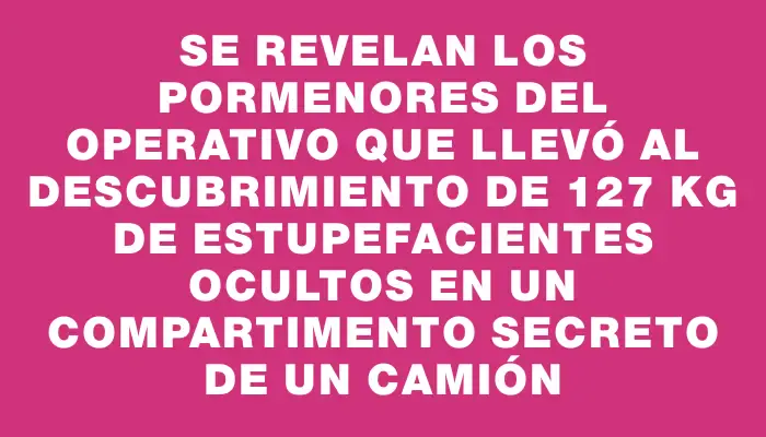 Se revelan los pormenores del operativo que llevó al descubrimiento de 127 kg de estupefacientes ocultos en un compartimento secreto de un camión