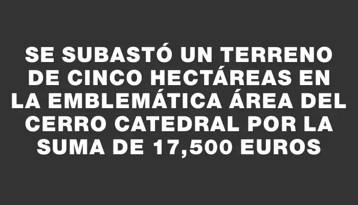 Se subastó un terreno de cinco hectáreas en la emblemática área del Cerro Catedral por la suma de 17,500 euros