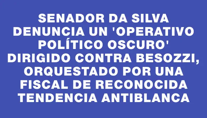 Senador Da Silva denuncia un "operativo político oscuro" dirigido contra Besozzi, orquestado por una fiscal de reconocida tendencia antiblanca