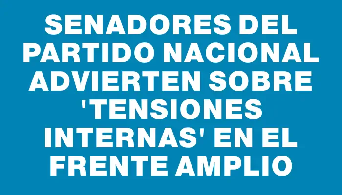 Senadores del Partido Nacional advierten sobre 