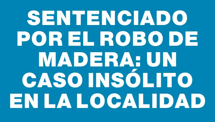 Sentenciado por el robo de madera: un caso insólito en la localidad