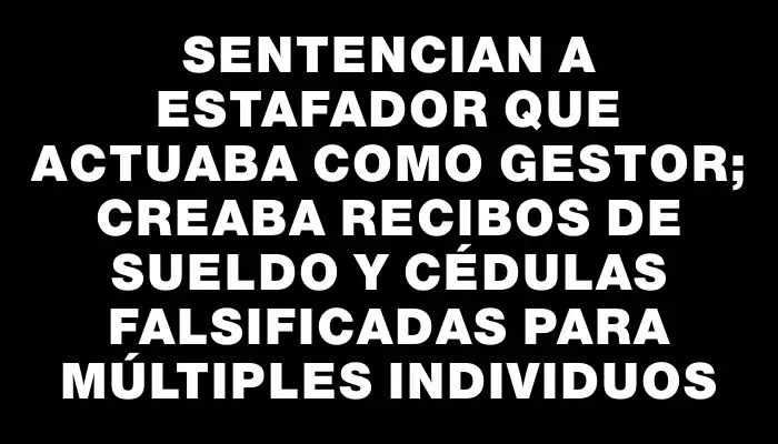 Sentencian a estafador que actuaba como gestor; creaba recibos de sueldo y cédulas falsificadas para múltiples individuos