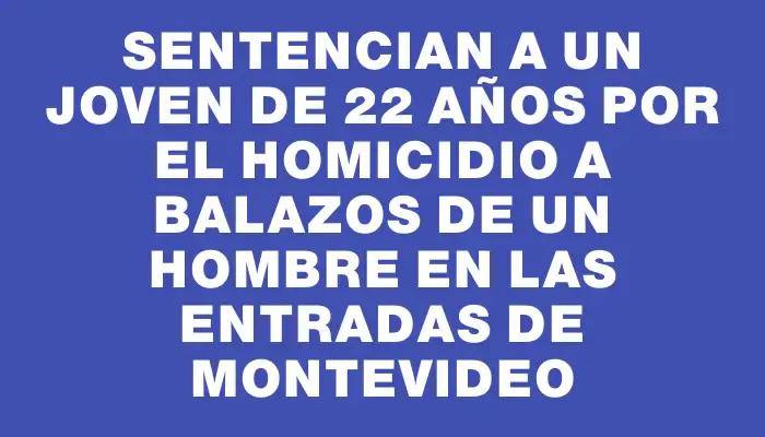 Sentencian a un joven de 22 años por el homicidio a balazos de un hombre en las entradas de Montevideo