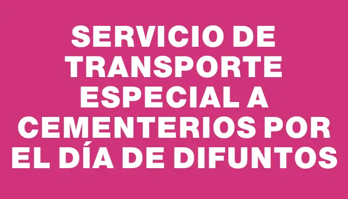 Servicio de transporte especial a cementerios por el Día de Difuntos