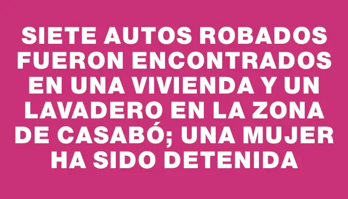 Siete autos robados fueron encontrados en una vivienda y un lavadero en la zona de Casabó; una mujer ha sido detenida