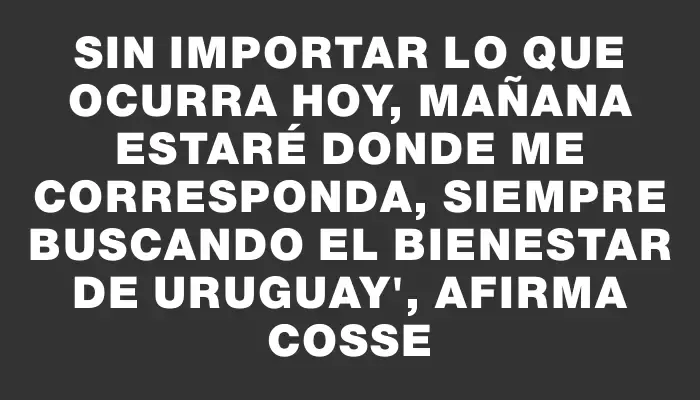 Sin importar lo que ocurra hoy, mañana estaré donde me corresponda, siempre buscando el bienestar de Uruguay", afirma Cosse