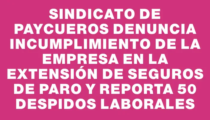 Sindicato de Paycueros denuncia incumplimiento de la empresa en la extensión de seguros de paro y reporta 50 despidos laborales