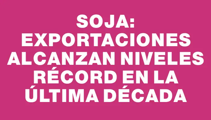 Soja: Exportaciones alcanzan niveles récord en la última década