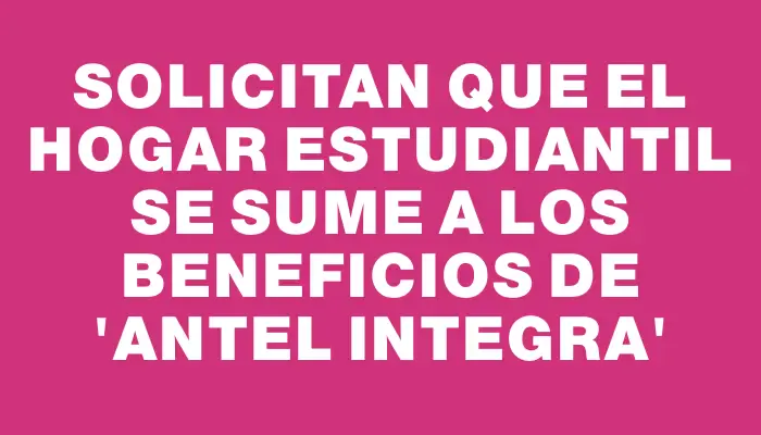 Solicitan que el Hogar Estudiantil se sume a los beneficios de “Antel Integra”