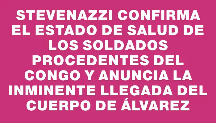 Stevenazzi confirma el estado de salud de los soldados procedentes del Congo y anuncia la inminente llegada del cuerpo de Álvarez