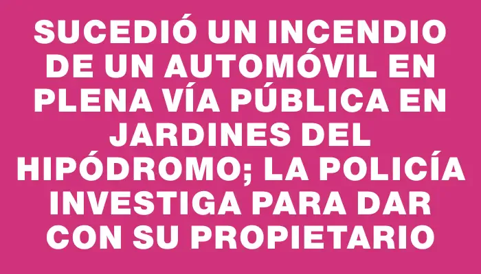 Sucedió un incendio de un automóvil en plena vía pública en Jardines del Hipódromo; la Policía investiga para dar con su propietario