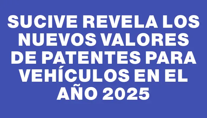 Sucive revela los nuevos valores de patentes para vehículos en el año 2025