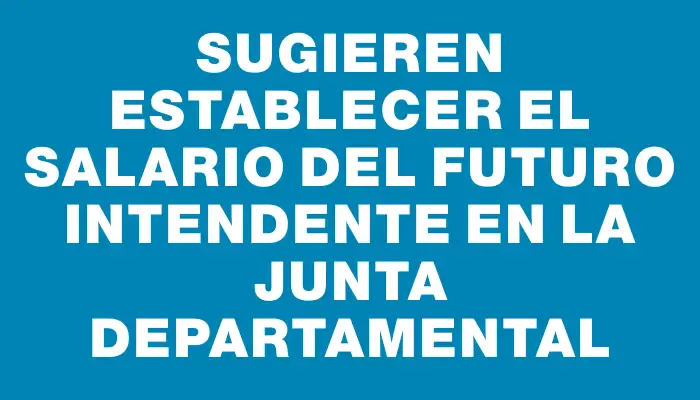 Sugieren establecer el salario del futuro intendente en la Junta Departamental