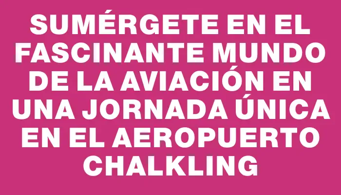Sumérgete en el fascinante mundo de la aviación en una jornada única en el aeropuerto Chalkling