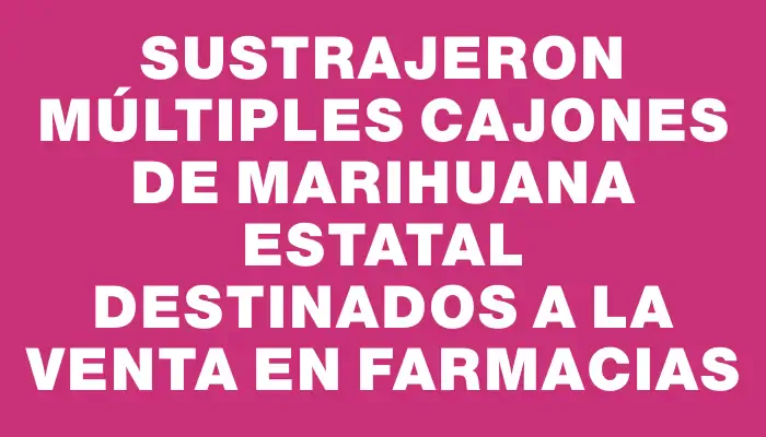 Sustrajeron múltiples cajones de marihuana estatal destinados a la venta en farmacias