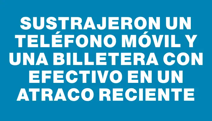 Sustrajeron un teléfono móvil y una billetera con efectivo en un atraco reciente