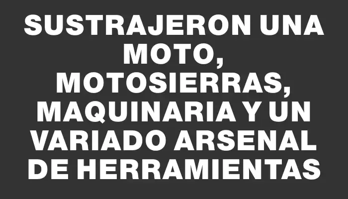 Sustrajeron una moto, motosierras, maquinaria y un variado arsenal de herramientas