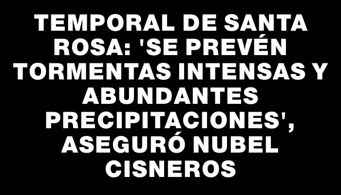 Temporal de Santa Rosa: "Se prevén tormentas intensas y abundantes precipitaciones", aseguró Nubel Cisneros