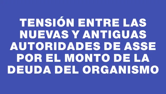 Tensión entre las nuevas y antiguas autoridades de Asse por el monto de la deuda del organismo