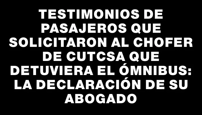 Testimonios de pasajeros que solicitaron al chofer de Cutcsa que detuviera el ómnibus: la declaración de su abogado