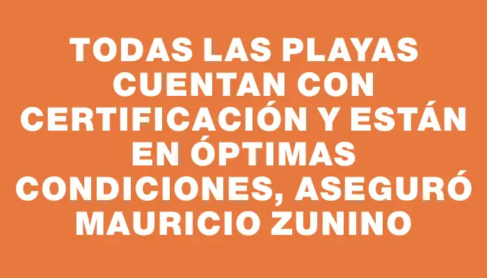 Todas las playas cuentan con certificación y están en óptimas condiciones, aseguró Mauricio Zunino