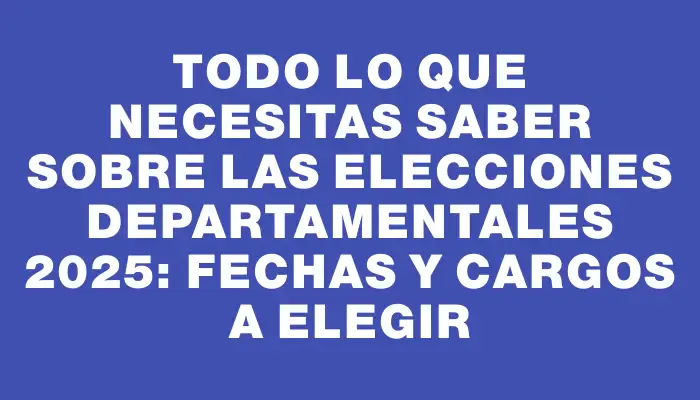 Todo lo que necesitas saber sobre las elecciones departamentales 2025: fechas y cargos a elegir