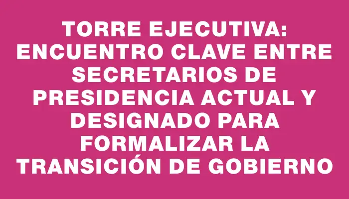 Torre Ejecutiva: Encuentro clave entre secretarios de Presidencia actual y designado para formalizar la transición de gobierno